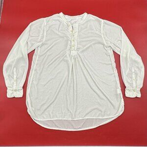 CP Shades Women's Size XS Ivory Silk Blend Velvet Long Sleeve Henley Blouse Top